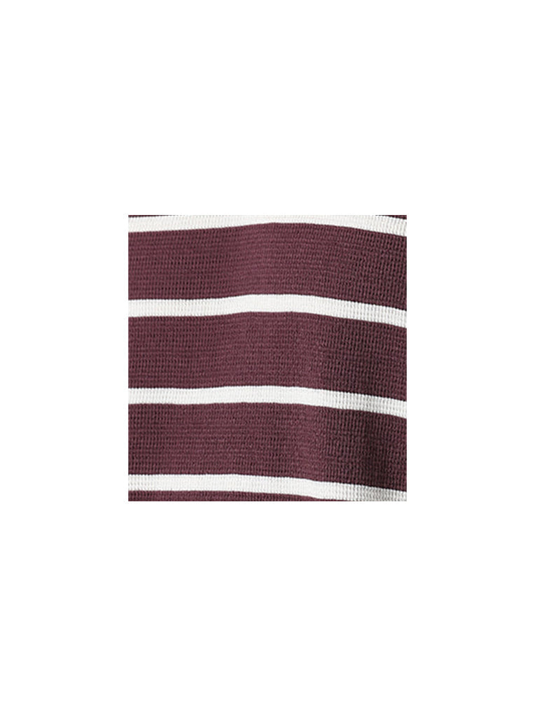 WES Casuals Striped Mauve Ribbed Slim-Fit Sweater