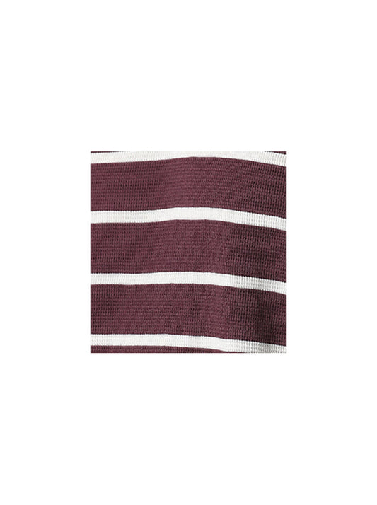 WES Casuals Striped Mauve Ribbed Slim-Fit Sweater