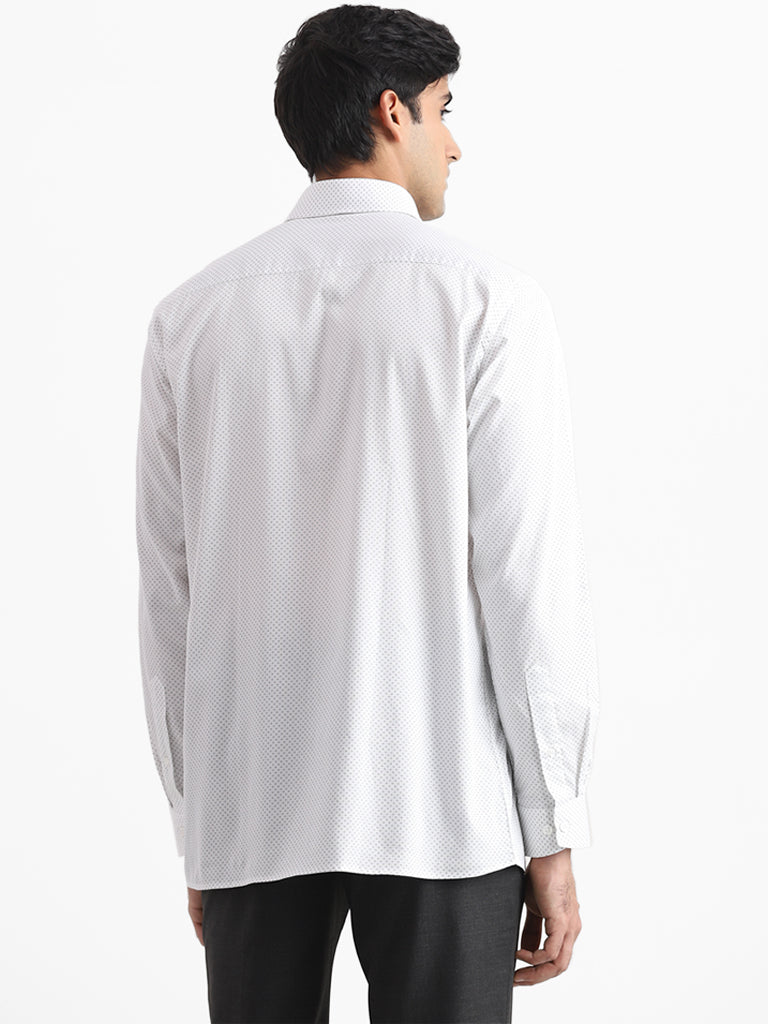 WES Formals White Printed Cotton Relaxed-Fit Shirt