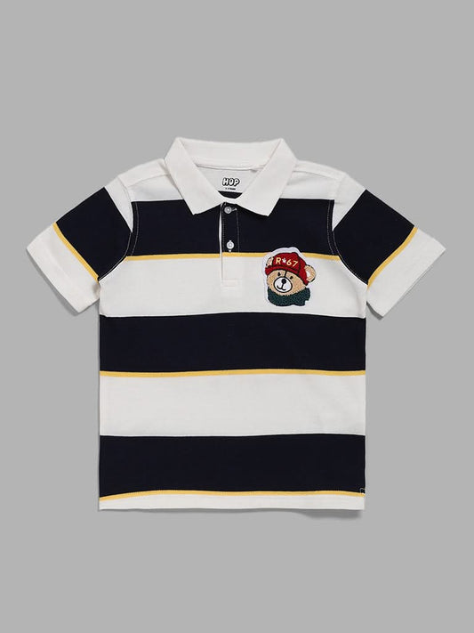 HOP Kids Navy Striped Polo T-Shirt