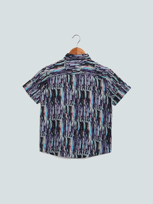 Y&F Kids Scribble Printed Blue Shirt