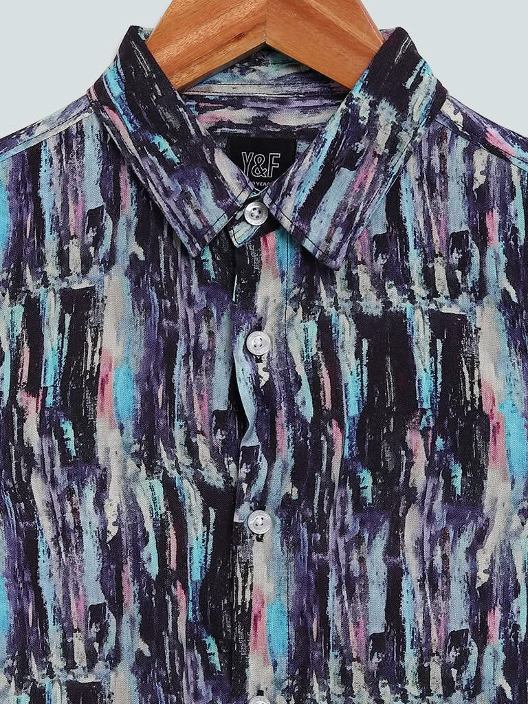 Y&F Kids Scribble Printed Blue Shirt