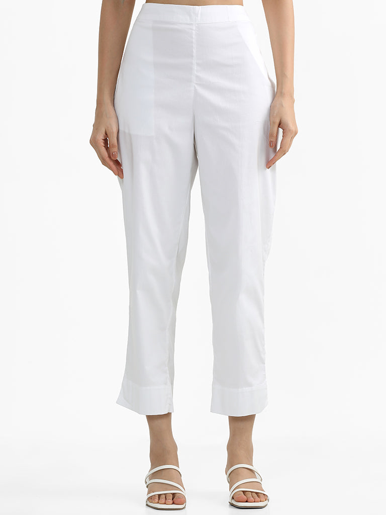 Utsa White Poplin Pants