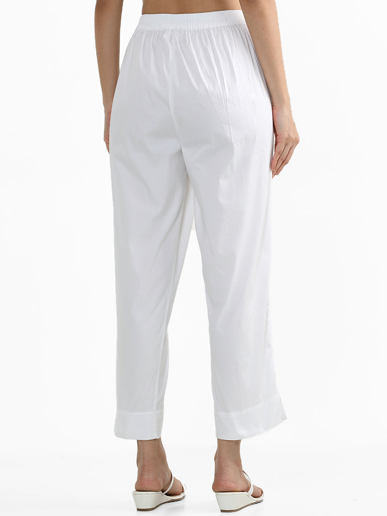 Utsa White Poplin Pants