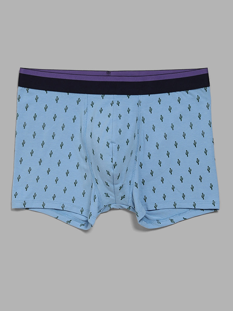 WES Lounge Lilac Printed Cotton Blend Relaxed-Fit Trunks - Pack of 3