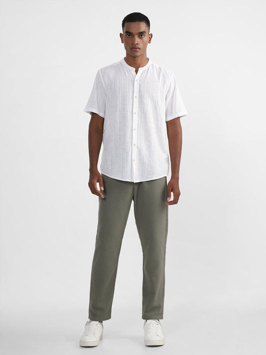 ETA Solid Sage-Colored Cotton Slim-Fit Mid-Rise Chinos