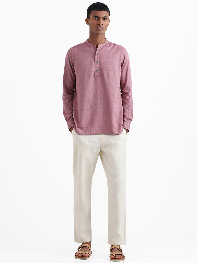 ETA Dark Pink Textured Cotton Shirt