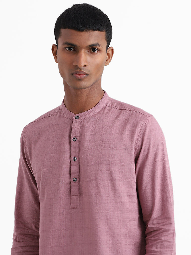 ETA Dark Pink Textured Cotton Shirt