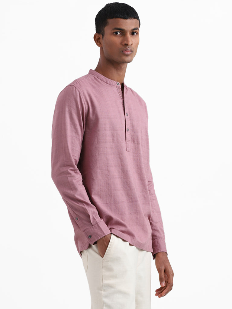 ETA Dark Pink Textured Cotton Shirt