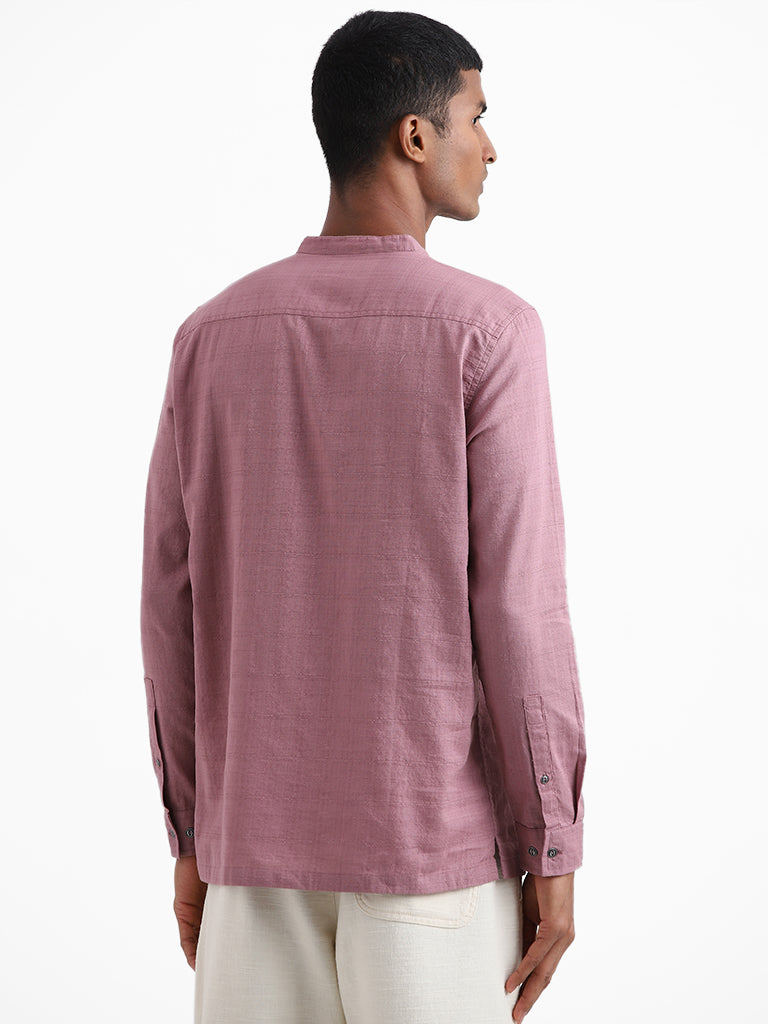 ETA Dark Pink Textured Cotton Shirt