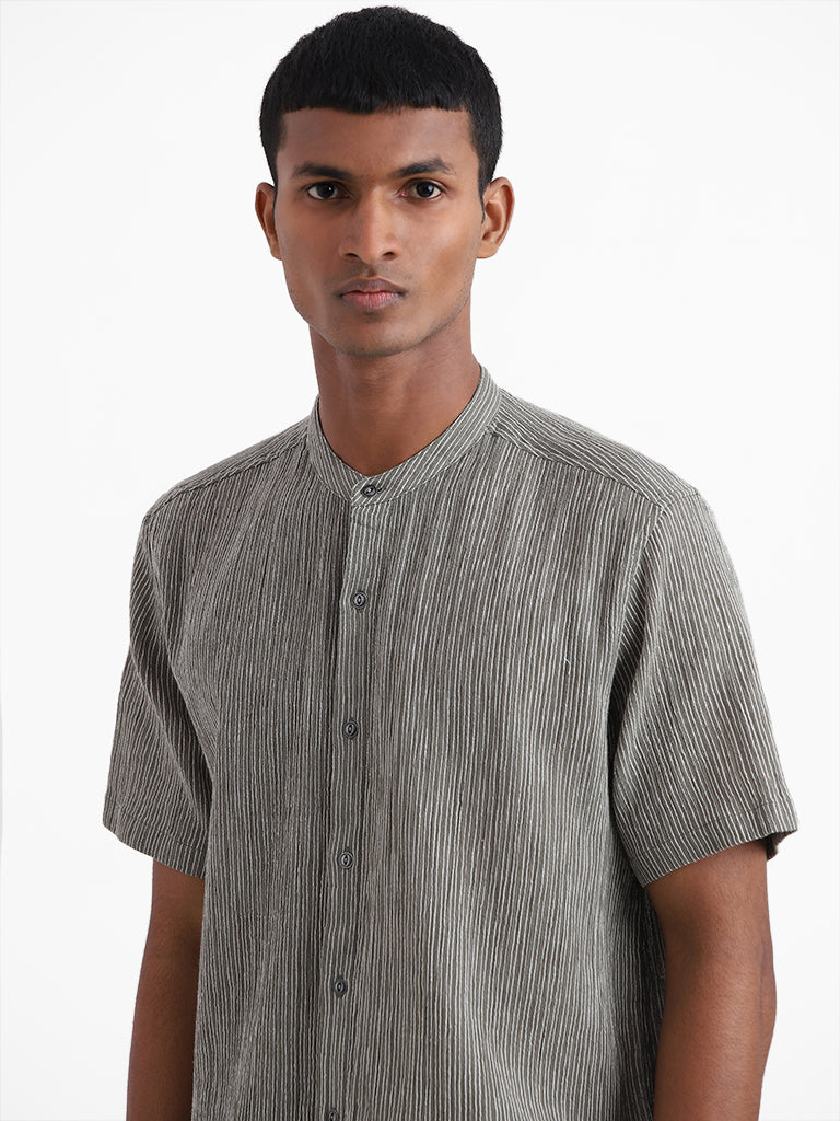 ETA Green Striped Cotton Resort-Fit Shirt