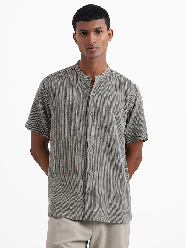 ETA Green Striped Cotton Resort-Fit Shirt