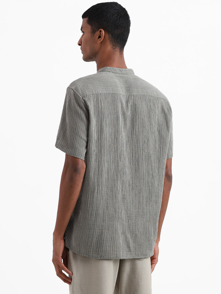 ETA Green Striped Cotton Resort-Fit Shirt