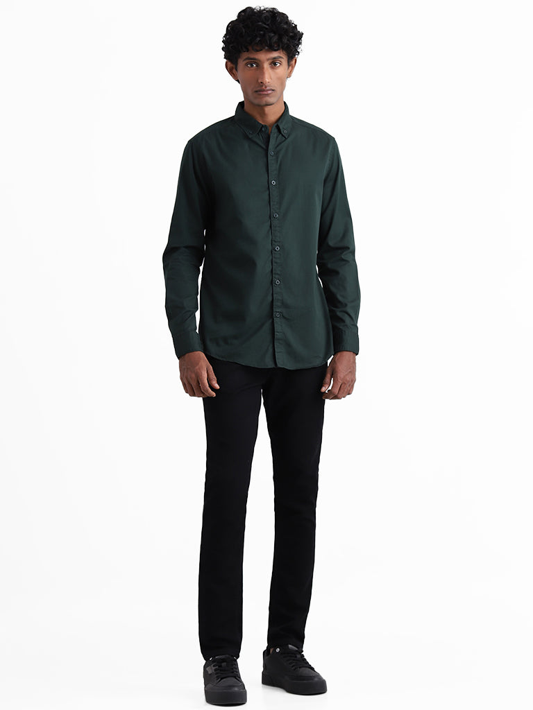 Nuon Emerald Green Slim-Fit Shirt