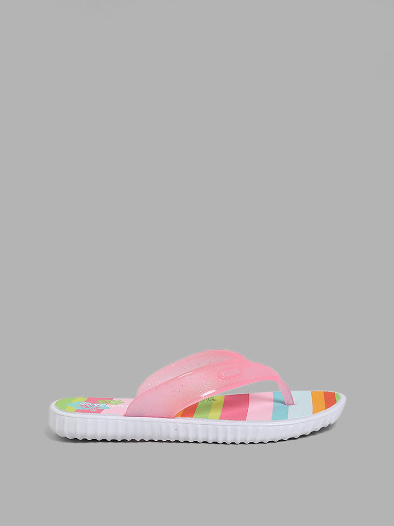 Yellow Multicolor Striped Flip Flop