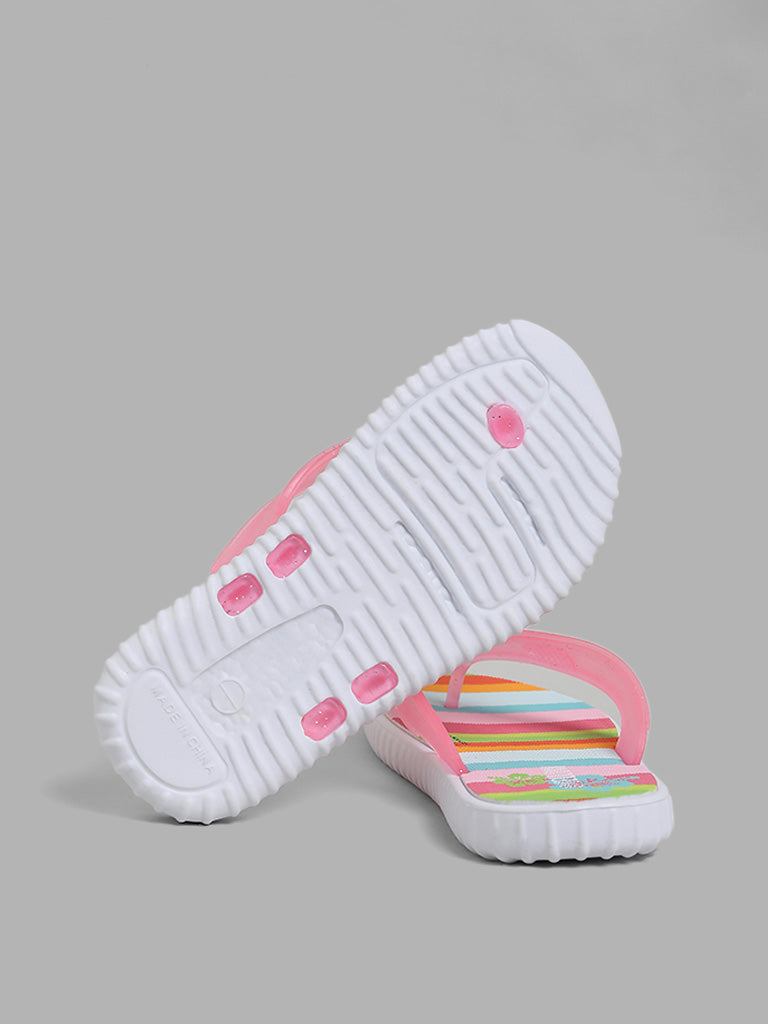 Yellow Multicolor Striped Flip Flop