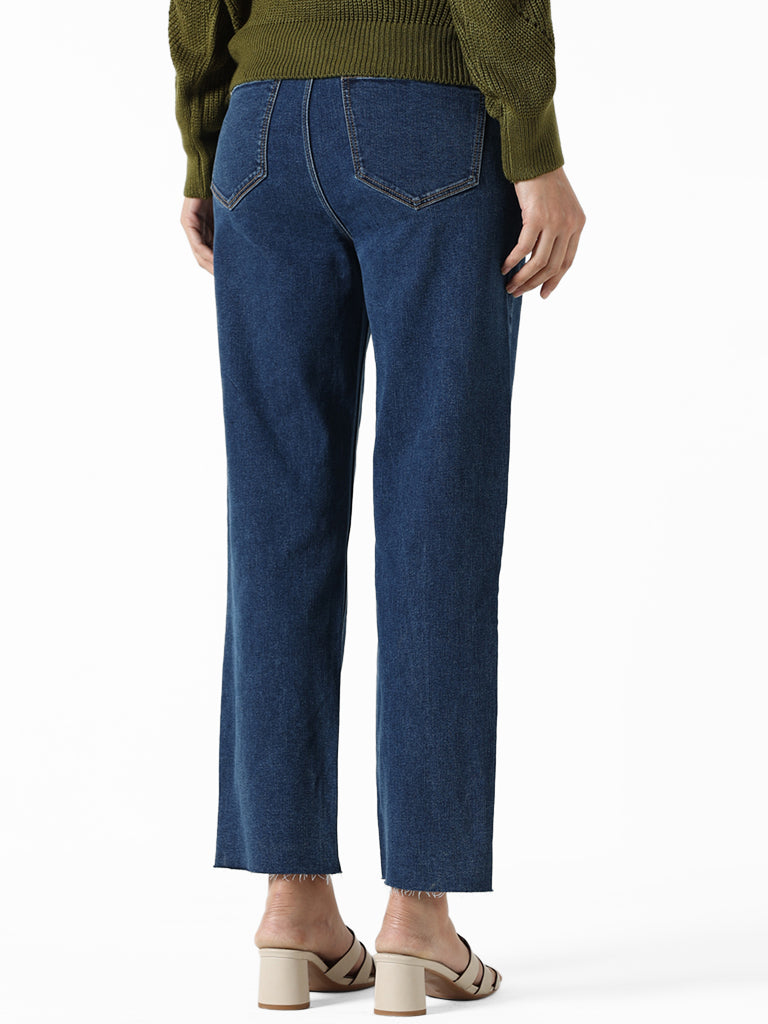 LOV Dark Blue Straight - Fit Mid - Rise Jeans