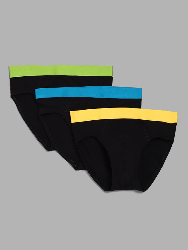 WES Lounge Black Cotton Briefs - Pack of 3