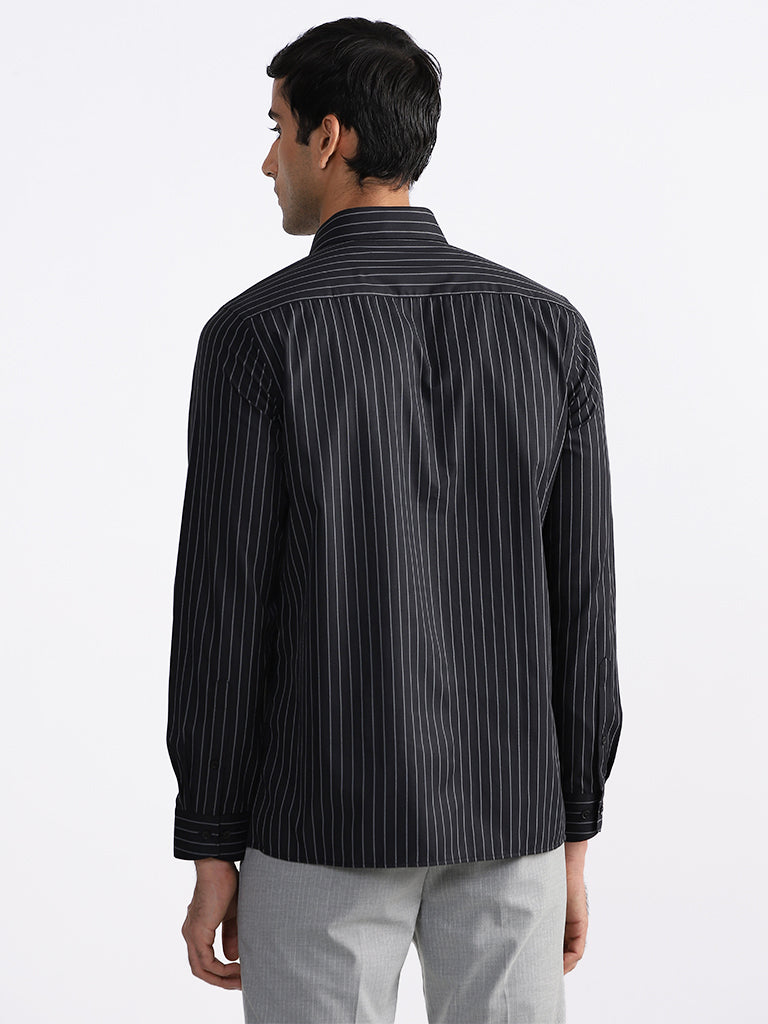 WES Formals Navy Striped Relaxed-Fit Shirt