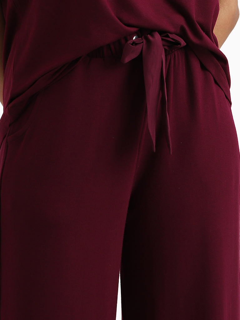 Wunderlove Sleepwear Supersoft Burgundy Claret Lounge Pants