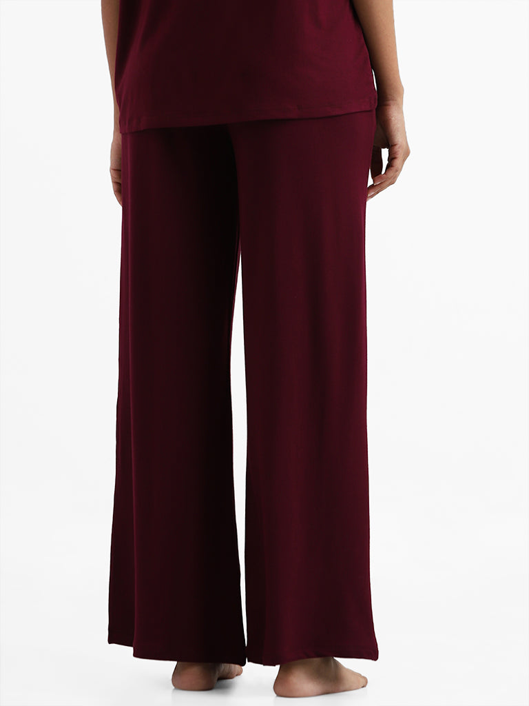 Wunderlove Sleepwear Supersoft Burgundy Claret Lounge Pants