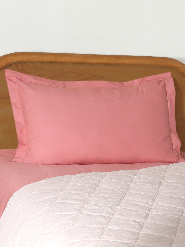 Westside Home Pink Solid Single Bed Flat sheet and Pillowcase Set