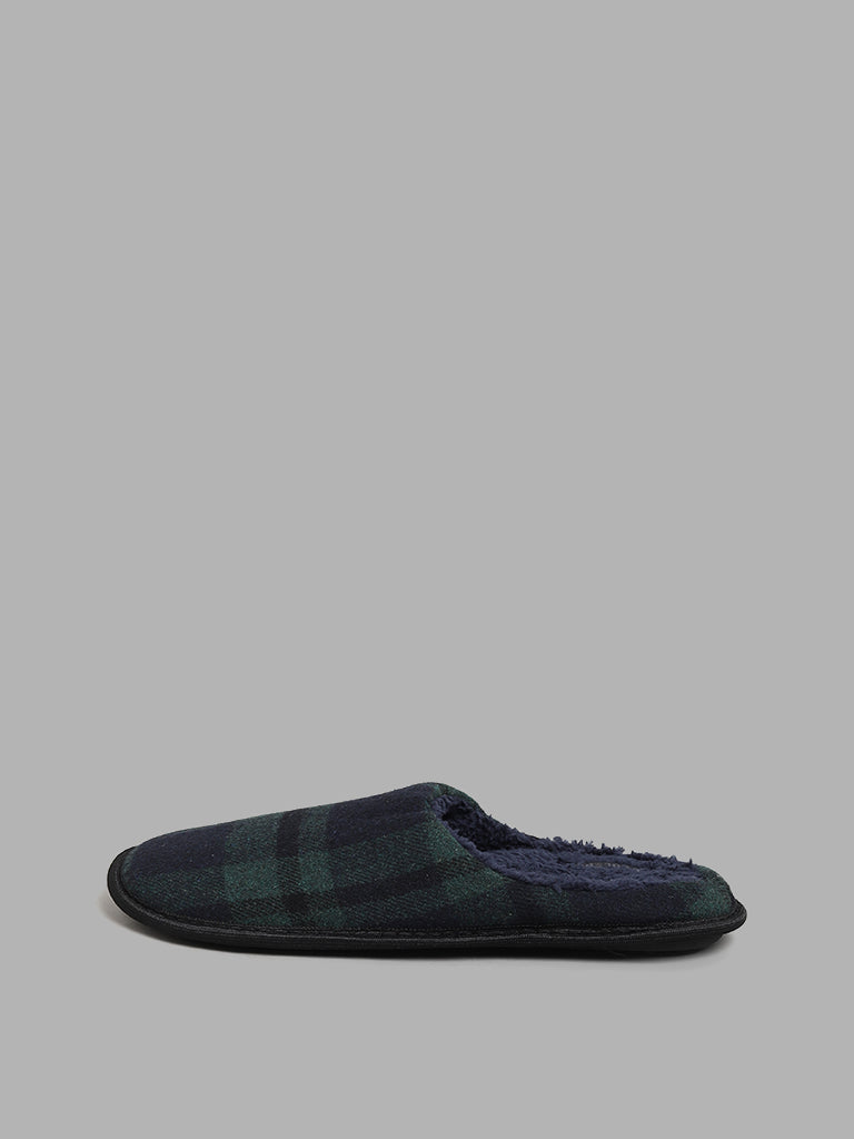 SOLEPLAY Green Checked Bedroom Slippers