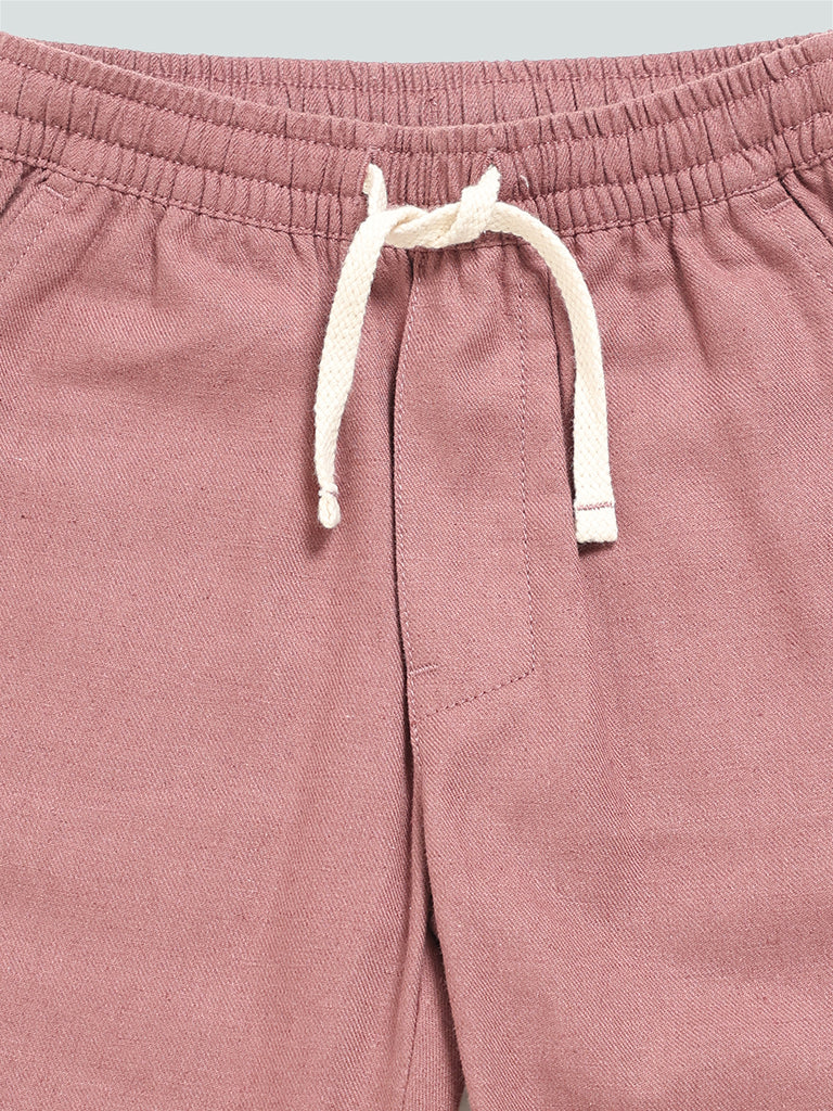 HOP Kids Plain Rose Pink Elasticated Trousers