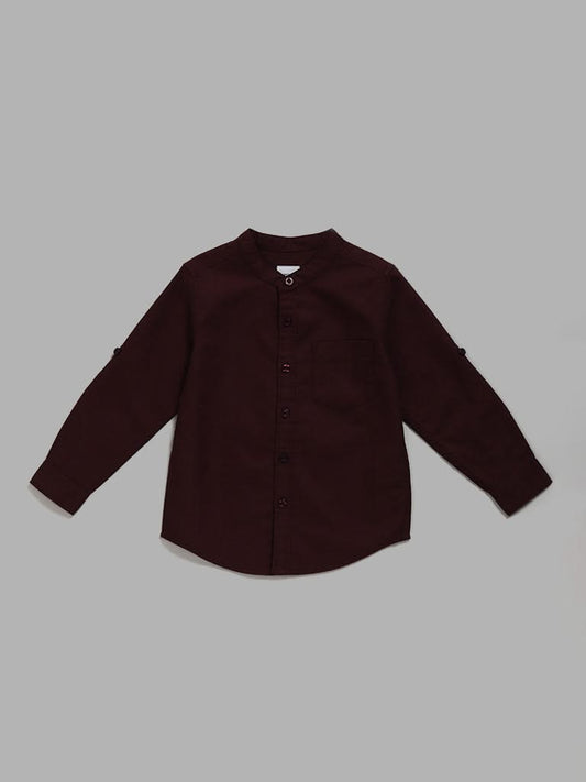 HOP Kids Plain Wine Casual Shirt