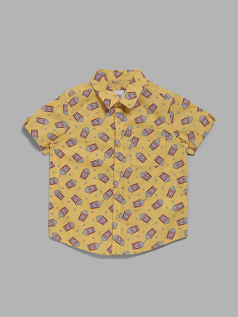 HOP Kids Popcorn Printed Yellow Shirt