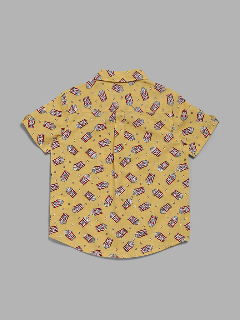 HOP Kids Popcorn Printed Yellow Shirt