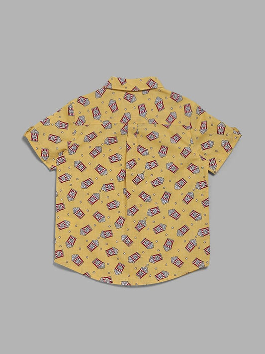 HOP Kids Popcorn Printed Yellow Shirt