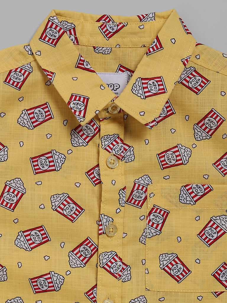 HOP Kids Popcorn Printed Yellow Shirt