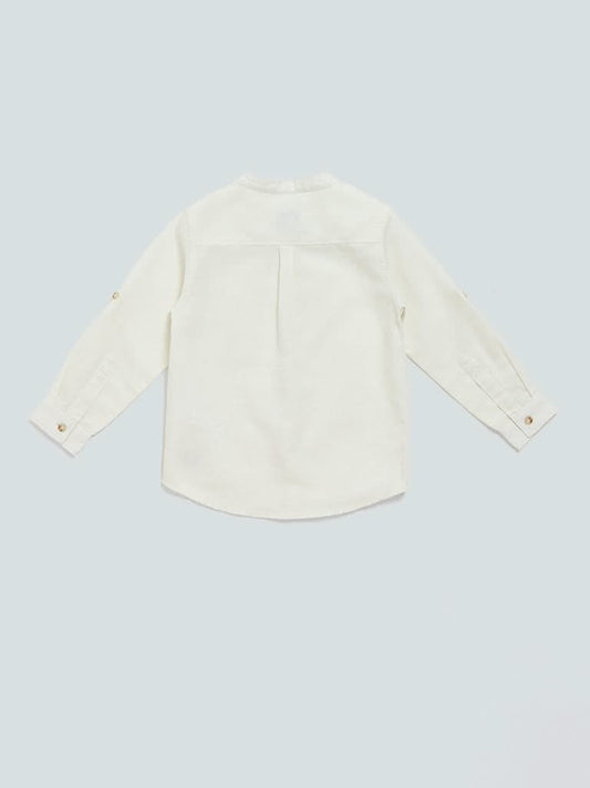 HOP Kids Solid White Relaxed Fit Shirt