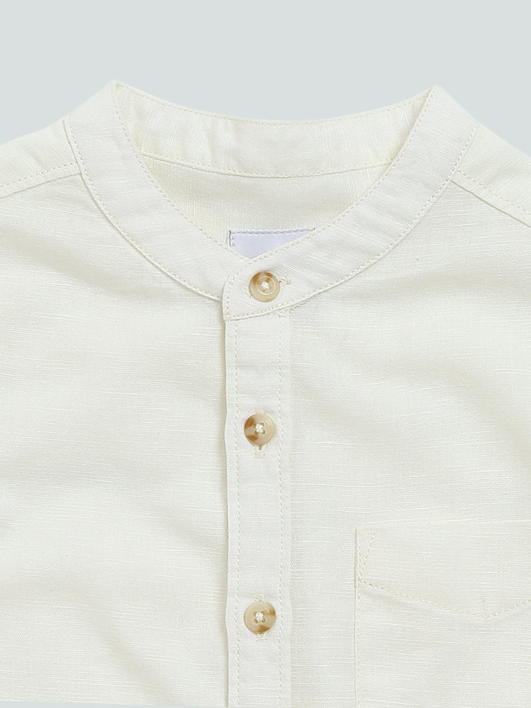 HOP Kids Solid White Relaxed Fit Shirt