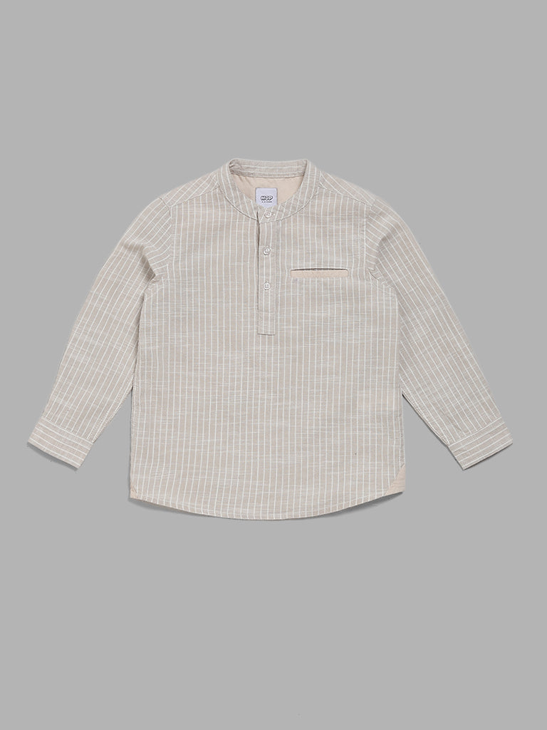 HOP Kids Beige Striped Shirt