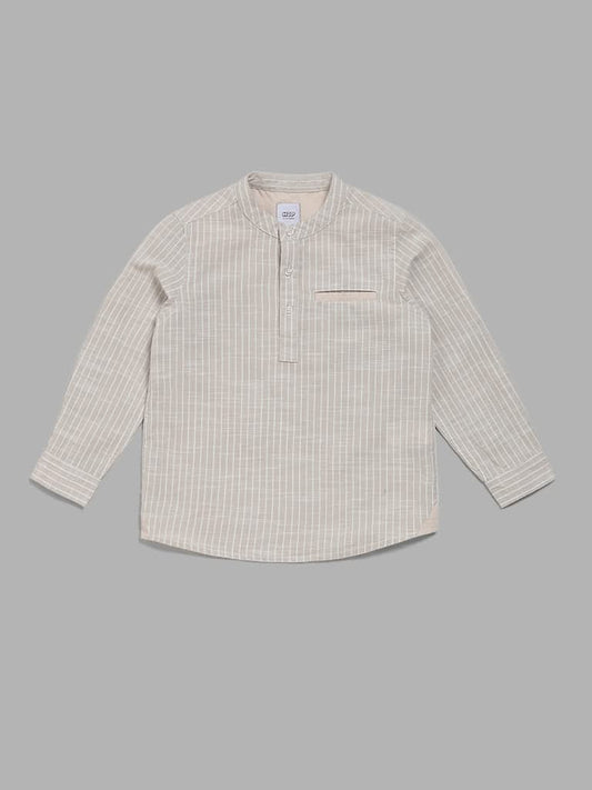 HOP Kids Beige Striped Shirt