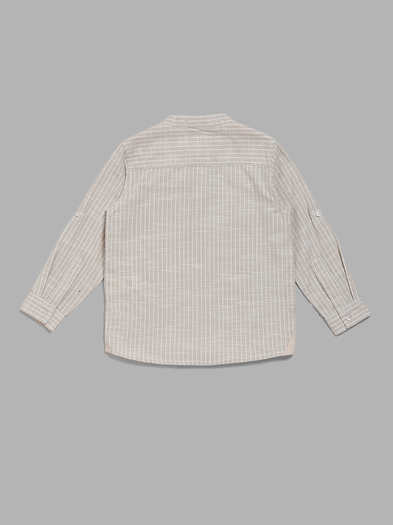 HOP Kids Beige Striped Shirt