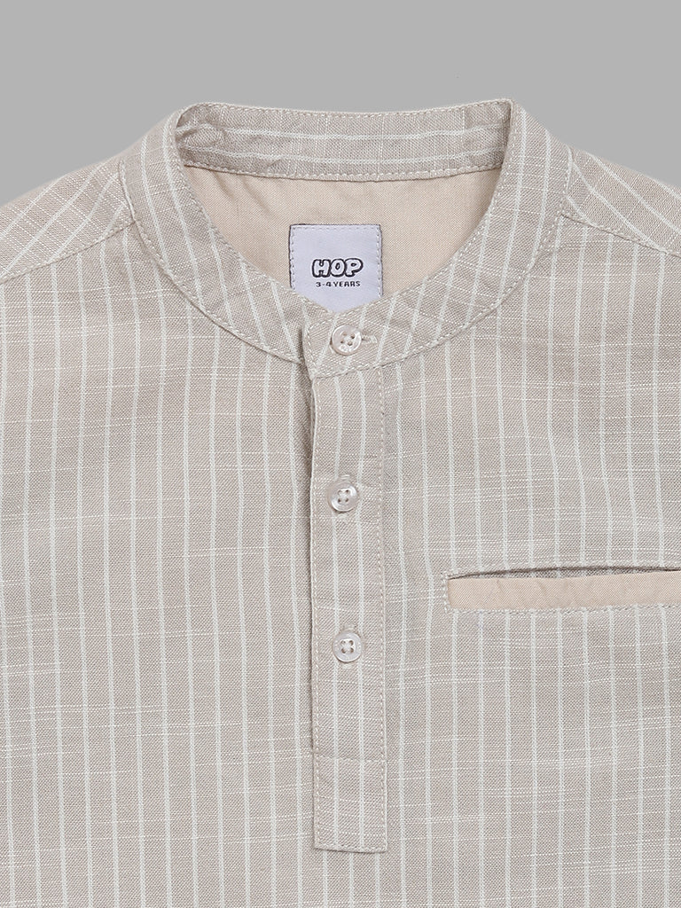 HOP Kids Beige Striped Shirt