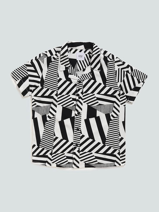 HOP Kids Lines Printed Black Shirt