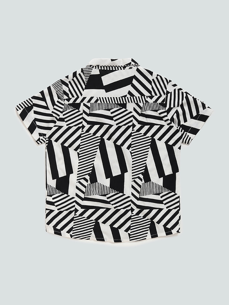 HOP Kids Lines Printed Black Shirt