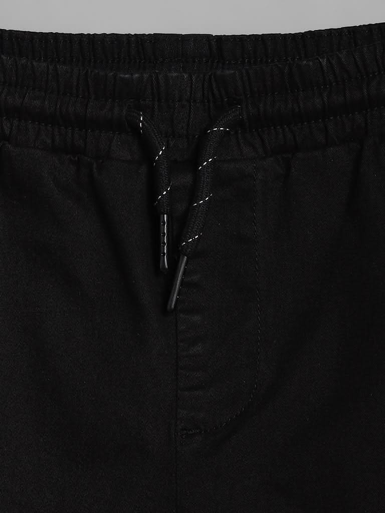 Y&F Kids Black Solid Cargo Joggers