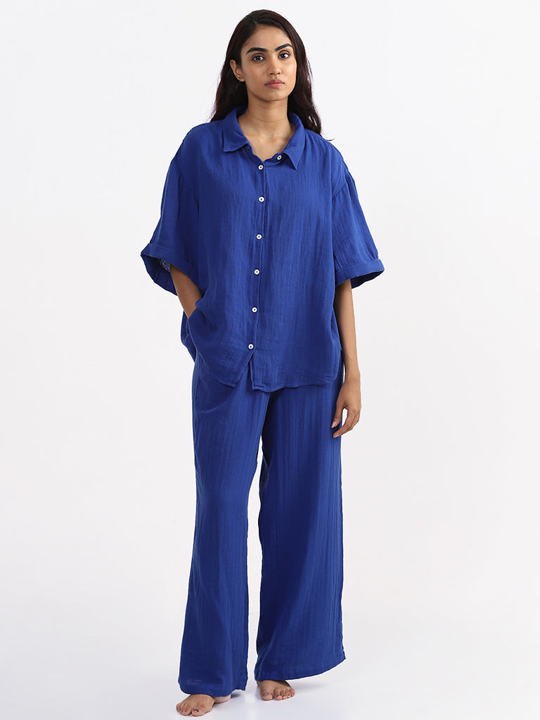 Wunderlove Solid Blue Beach Pants