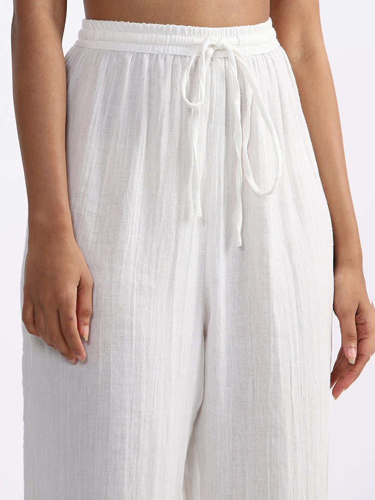 Wunderlove Plain White Relaxed Fit Beach Pants