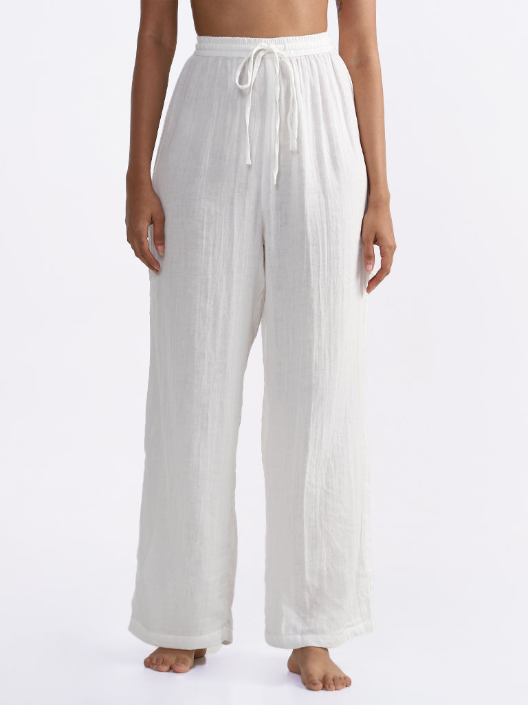 Wunderlove Plain White Relaxed Fit Beach Pants