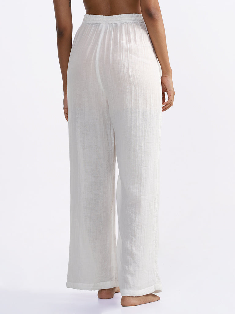 Wunderlove Plain White Relaxed Fit Beach Pants