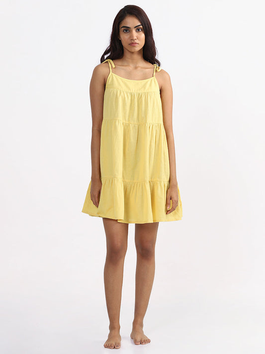 Wunderlove Plain Yellow Swimwear Cover Up Dress