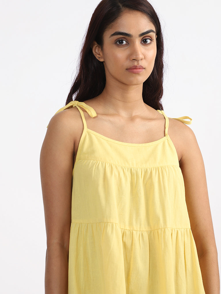 Wunderlove Plain Yellow Swimwear Cover Up Dress