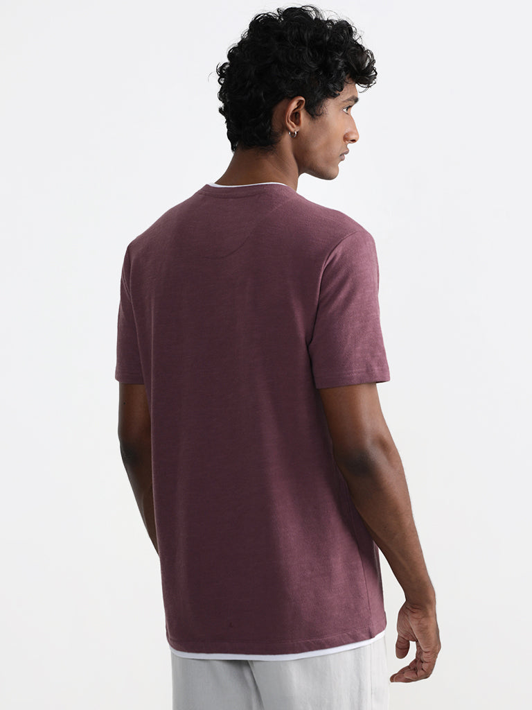 ETA Purple Cotton Blend Slim-Fit T-Shirt