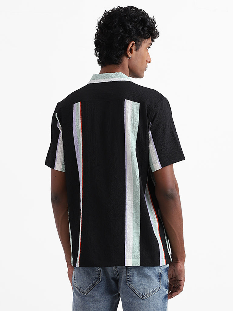 Nuon Black Striped Relaxed-Fit Shirt